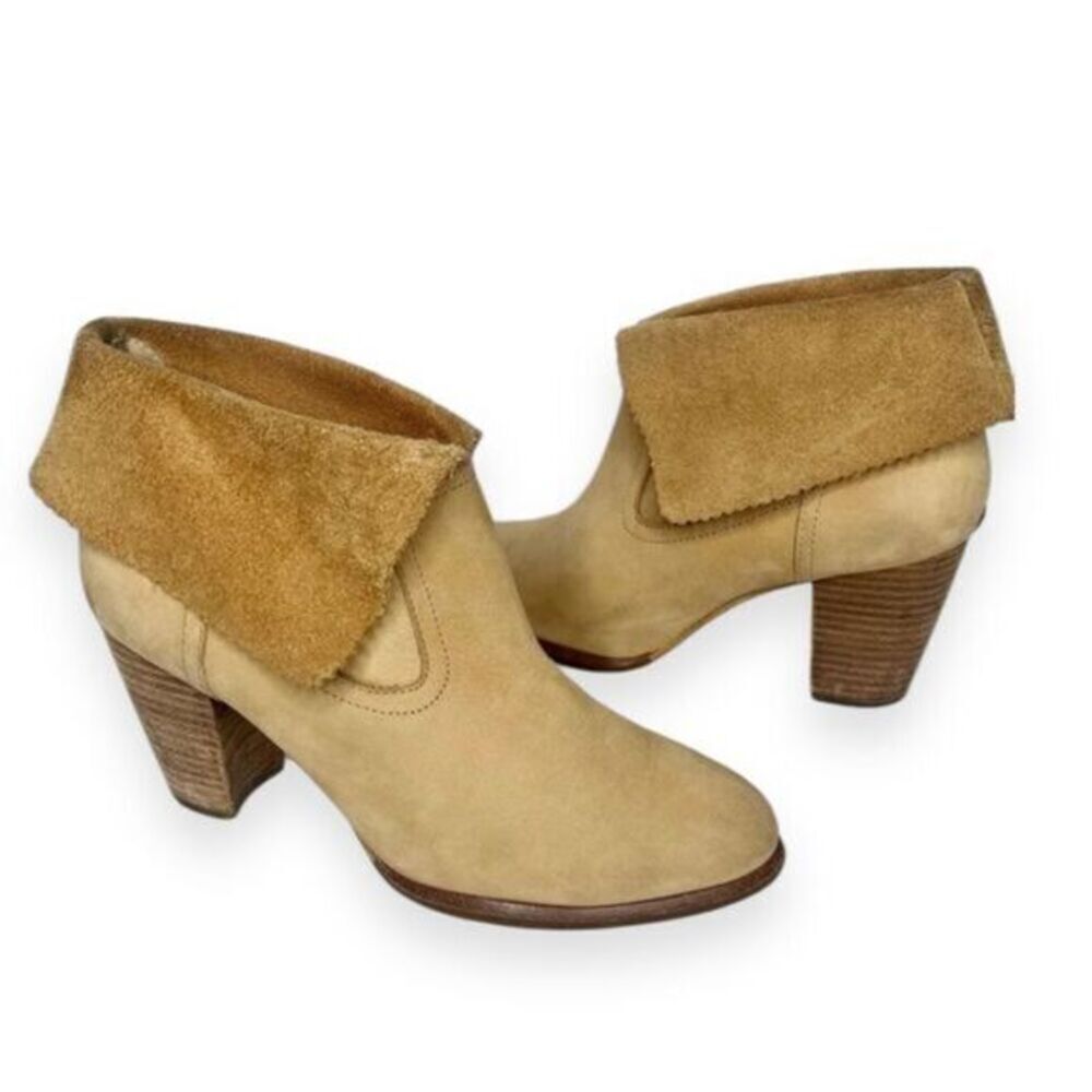 UGG Thames Foldover Sheepskin Suede Ankle Boots Chestnut Tan Size‎ 8